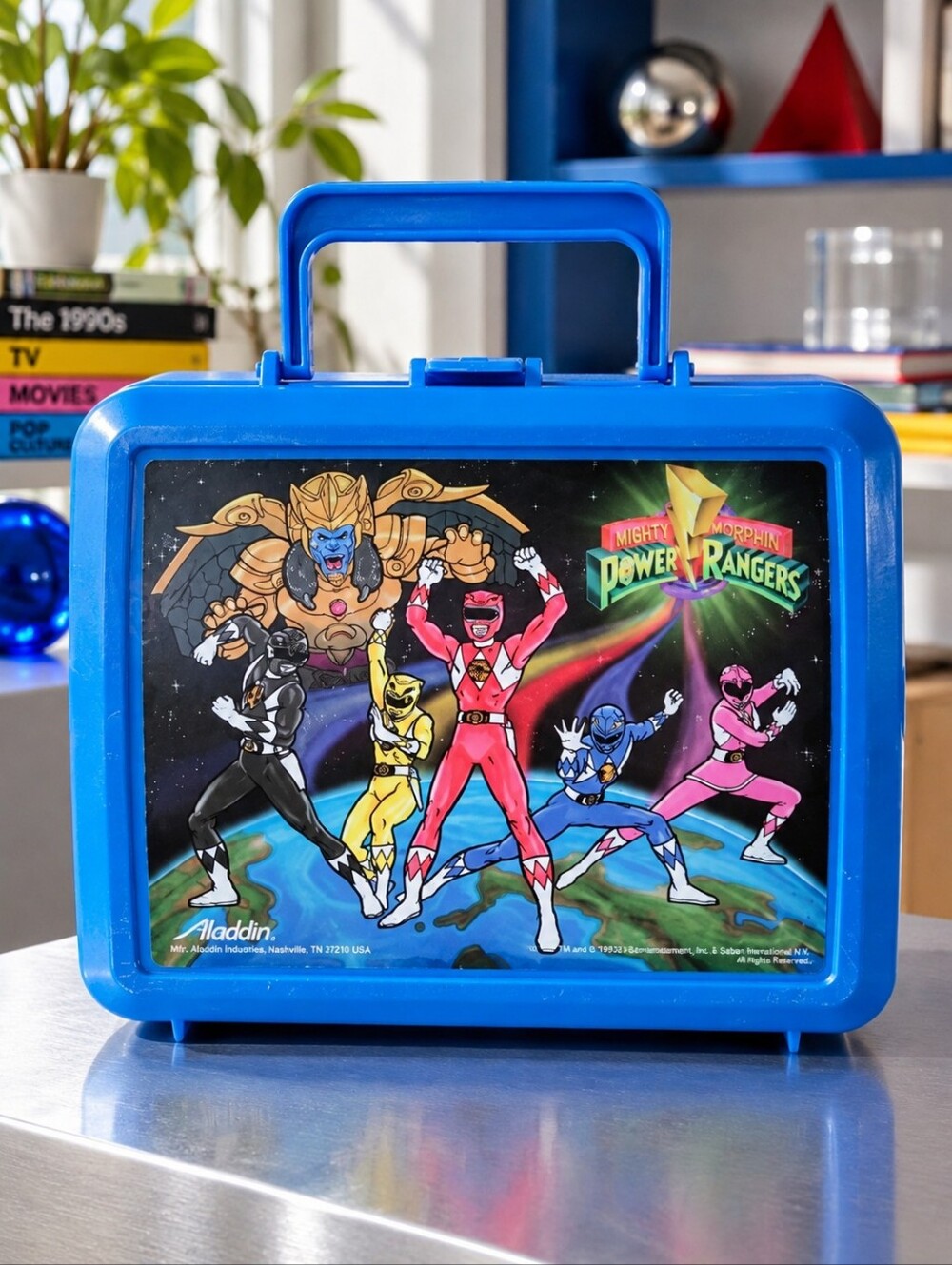 Vintage 1993 Mighty Morphin Power Rangers Aladdin Blue Lunch Box MMPR